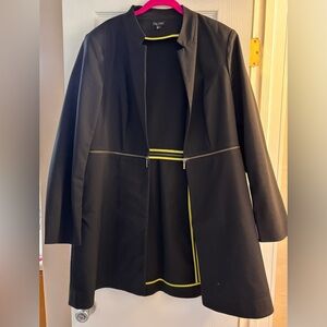 City Chic Open Jacket Longline Convertible Zipper Blazer Cropped Black Plus 18